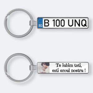 Breloc auto personalizat - argintiu